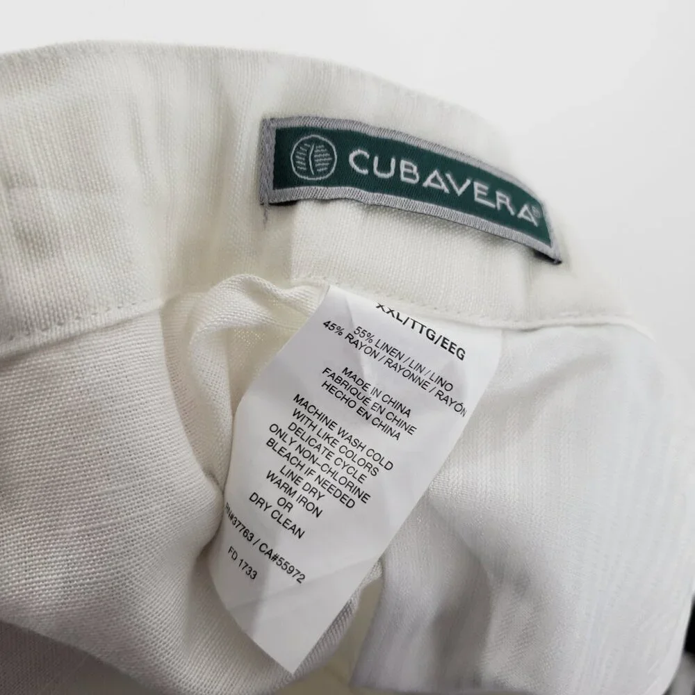 Cubavera Linen Blend Pants White Drawstring Casual NWT Mens Size XXL